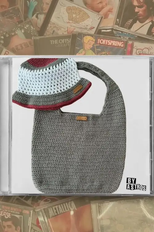 Bucket Crochê + Bolsa Sade cinza